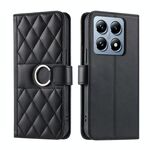 Per Xiaomi 14T Pro Custodia per telefono in pelle con fibbia ad anello rombica (nera)