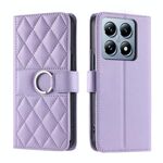 Per Xiaomi 14T Pro Custodia per telefono in pelle con fibbia ad anello rombica (viola)