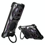 Per Xiaomi 15 Ultra Custodia per telefono in metallo con supporto MagSafe senza bordi e braccio meccanico (nero viola)