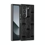 Per Samsung Galaxy Z Fold6 5G ABEEL Beast Pattern 6D Micro-Embossed MagSafe Custodia per telefono in vera pelle (nero)