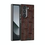 Per Samsung Galaxy Z Fold6 5G ABEEL Beast Pattern 6D Micro-Embossed MagSafe Custodia per telefono in vera pelle (marrone)