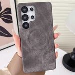 Per Samsung Galaxy S24 Ultra 5G Denim MagSafe Custodia magnetica per PC + PU Custodia per telefono (grigio scuro)