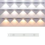 Barra luminosa con sensore di movimento ricaricabile da 40 cm, lampada per armadio con telecomando (argento)