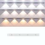 Barra luminosa con sensore di movimento ricaricabile da 60 cm, lampada per armadio con telecomando (argento)