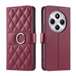 Per Redmi 14C 4G / 14R 5G Custodia per telefono in pelle rombica con fibbia ad anello globale (rosso)