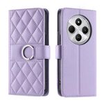 Per Redmi 14C 4G / 14R 5G Custodia per telefono in pelle rombica con fibbia ad anello globale (viola)