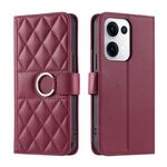 Per OPPO Reno13 5G Custodia per telefono in pelle con fibbia ad anello rombica (rosso)
