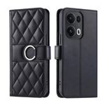 Per OPPO Reno13 Pro 5G Custodia per telefono in pelle con fibbia ad anello rombica (nero)