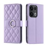 Per OPPO Reno13 Pro 5G Custodia per telefono in pelle con fibbia ad anello e rombi (viola)