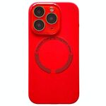 Per iPhone 11 Pro Custodia per telefono in silicone MagSafe con lente in vetro acrilico e finestra piccola (rosso)