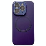 Per iPhone 11 Pro Custodia per telefono in silicone MagSafe con piccola finestra in vetro acrilico e lente (viola scuro)