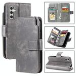 Per Samsung Galaxy S24 FE 5G Tri-Fold 9-Card Wallets Custodia per telefono in pelle (grigio)