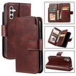 Per Samsung Galaxy S24 FE 5G Tri-Fold 9-Card Wallets Custodia in pelle per telefono (marrone)