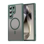 Per Samsung Galaxy S25 Ultra 5G Fan Dun Series TPU Hybrid PC Frosted Magsafe Custodia per telefono (verde)