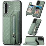 Per Samsung Galaxy S25+ 5G Custodia per telefono con cerniera a portafoglio orizzontale in fibra di carbonio (verde)