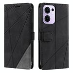 Per OPPO Reno13 F 5G Global/ 4G India Custodia in pelle con cuciture Skin Feel (nero)