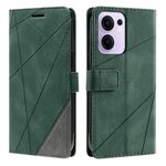Per OPPO Reno13 F 5G Global/ 4G India Custodia in pelle con cuciture Skin Feel (verde)