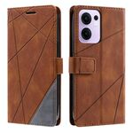 Per OPPO Reno13 F 5G Global/ 4G India Custodia in pelle con cuciture effetto pelle (marrone)