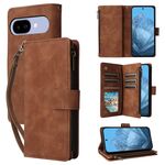 Per Google Pixel 9a Custodia in pelle per telefono multifunzionale con portafoglio multi-carta (marrone)