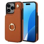 Per iPhone 16 Pro YM005 Custodia per telefono con cordino lungo e motivo a pelle (marrone)