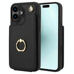 Per iPhone 16 YM005 Custodia per telefono con custodia per carte di credito e cordino lungo (nero)