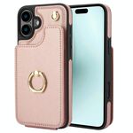 Per iPhone 16 YM005 Custodia per telefono con cordino lungo e motivo a pelle (oro rosa)