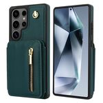 Per Samsung Galaxy S25 Ultra 5G YM006 Custodia per telefono con cerniera e doppio cordino (verde)