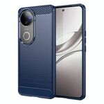 Custodia per telefono in TPU con texture spazzolata in fibra di carbonio per vivo V50 (blu)