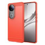 Custodia per telefono in TPU con texture spazzolata in fibra di carbonio per vivo V50 (rosso)