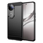 Custodia per telefono in TPU con texture spazzolata in fibra di carbonio per vivo V50 (nero)