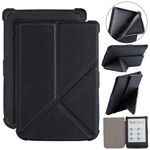 Per Pocketbook B606 628 633 632 627 616 Custodia per tablet intelligente in pelle TPU con deformazione a trama incrociata (nera)