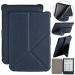 Per Pocketbook B606 628 633 632 627 616 Custodia per tablet intelligente in pelle TPU con deformazione a trama incrociata (blu scuro)