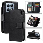 Per Xiaomi 14T Pro Tri-Fold 9-Card Wallets Custodia per telefono in pelle (nero)