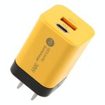 KO-72 38W QC3.0 USB e USB-C / Type-C PD Caricabatterie rapido, spina USA (giallo)