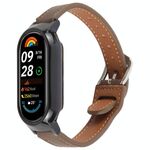 Per Xiaomi Smart Band 9 Custodia per PC Cinturino per orologio in microfibra integrato in pelle (nero + caffè)
