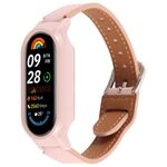 Per Xiaomi Smart Band 9 Custodia per PC Cinturino per orologio in microfibra integrato in pelle (rosa)