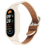Per Xiaomi Smart Band 9 Custodia per PC Cinturino per orologio in microfibra integrato in pelle (beige + beige bianco)