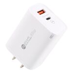 AR-PD12 Caricabatterie rapido QC3.0 USB e USB-C / Type-C PD da 65 W, spina USA (bianco)