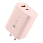 AR-PD12 Caricabatterie rapido QC3.0 USB e USB-C / Type-C PD da 65 W, spina USA (rosa)