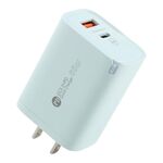 AR-PD12 Caricabatterie rapido QC3.0 USB e USB-C / Type-C PD da 65 W, spina USA (verde)