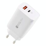AR-PD12 Caricabatterie rapido QC3.0 USB e USB-C / Type-C PD da 65 W, spina UE (bianco)