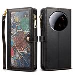 Per Xiaomi 15 Ultra ESEBLE Star Series Portafoglio con cerniera RFID in pelle Custodia per telefono (nero)
