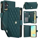 Per Samsung Galaxy S24 FE 5G YM016 Custodia per telefono in pelle con cerniera rombica e cordino (verde)