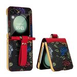 Per Samsung Galaxy Z Flip6 VIETAO Custodia per telefono con motivo in rilievo integrato e copertura completa con cinturino da polso (rosso)