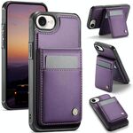 Per iPhone 16e JEEHOOD J06 British Style RFID MagSafe Card Bag PU Custodia per telefono (viola)