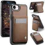 Per iPhone 16e JEEHOOD J06 British Style RFID MagSafe Card Bag PU Custodia per telefono (marrone)