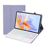 Per Honor Pad V9 AH27-AS Custodia per tablet in pelle con tastiera Bluetooth retroilluminata staccabile ultrasottile con touchpad (bianco lavanda)