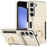 Per Samsung Galaxy S25 5G Custodia per telefono con anello elastico per carte di credito (bianca)