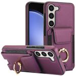 Per Samsung Galaxy S25 5G Custodia per telefono con anello elastico per carte di credito (viola)