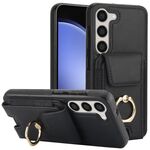 Per Samsung Galaxy S25 5G Custodia per telefono con anello elastico per carte di credito (nero)
